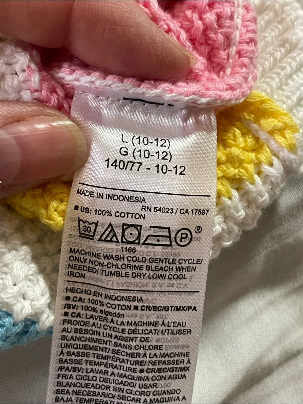 Youth Old Navy Sleeveless Sweater Knit Tank Top cotton stripe LG crochet white